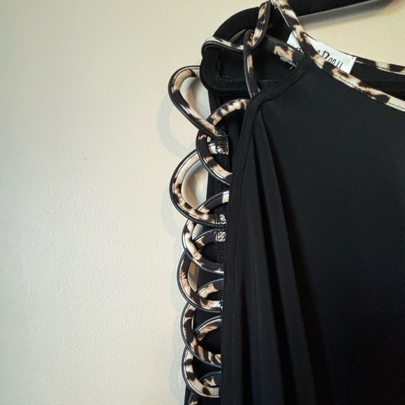 NWOT Joseph Ribkoff Sz S Black Leopard Print Chain Poncho - Picture 5 of 13